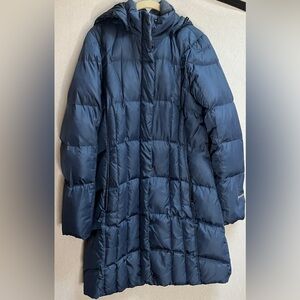 Eddie Bauer Down Dark Long Parka Hooded Jacket Sz M